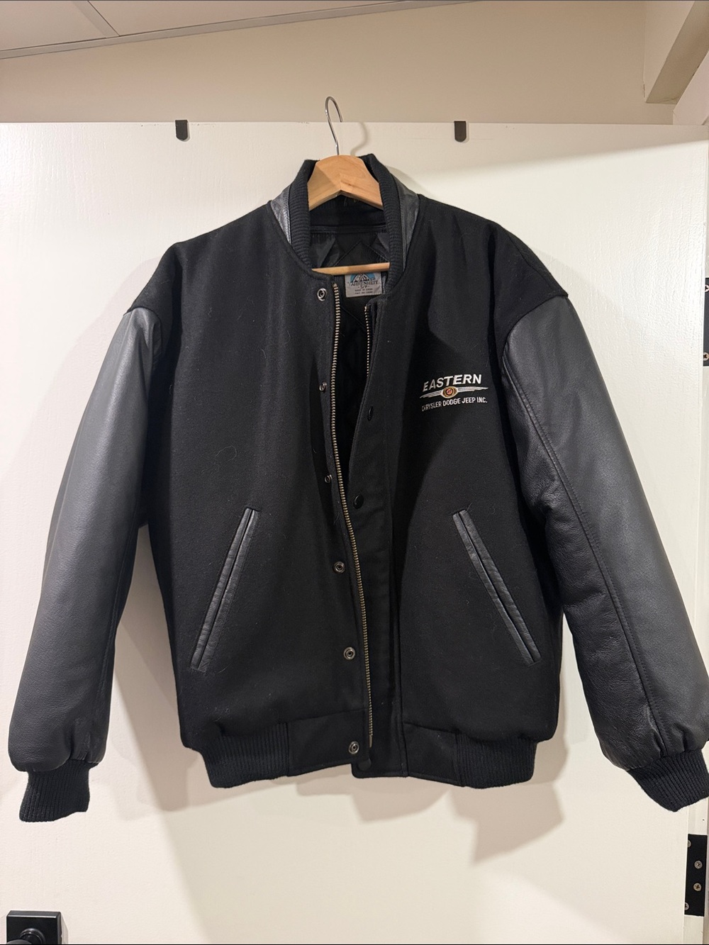 Eastern Dodge Chrysler Trucks Embroidered Leather Bomber Jacket
